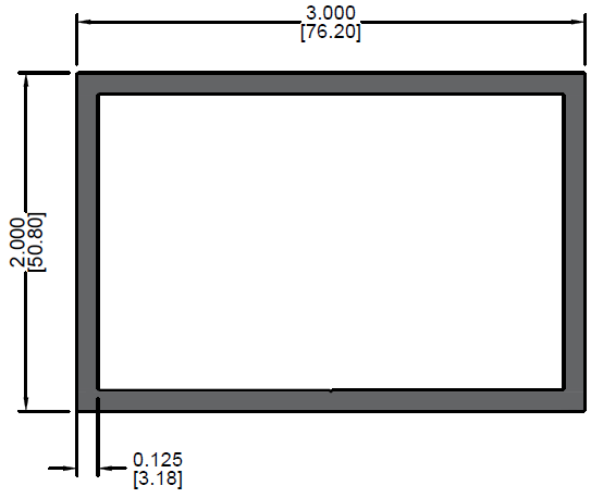 Tubo Rectangular de 3" x 2" x 0.125"