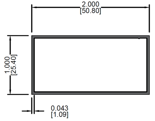 Tubo Rectangular de 2" X 1"