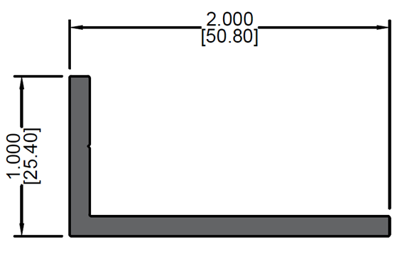 1" x 2" x 0.125" Angle