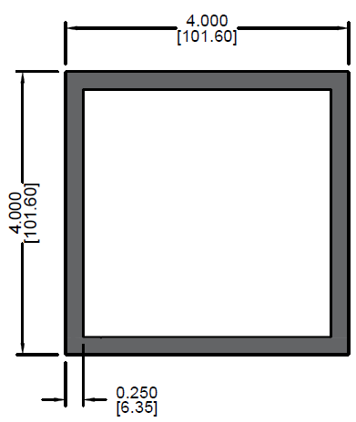 4" x 0.250" Square Tube