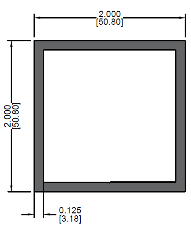 Square Tube 2" x 2" x 0.125"