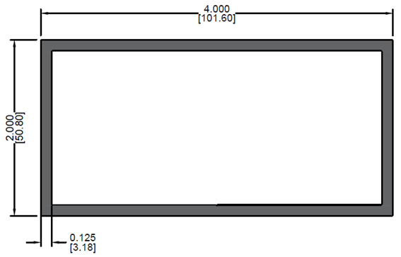 Tubo Rectangular de 2" x 4" x 0.125"