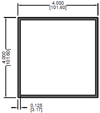 Tubo Cuadrado 4" x 0.125"