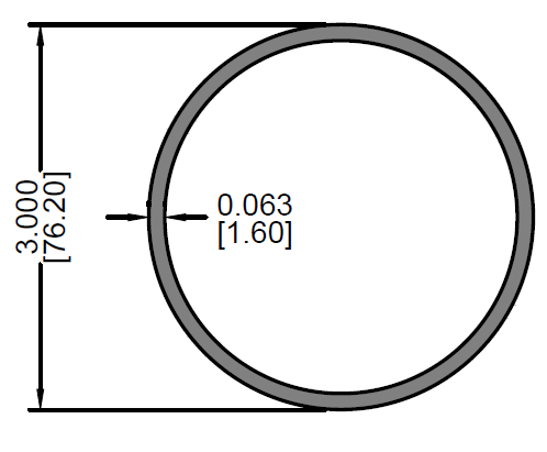 Tubo Redondo de 3" X 0.063"