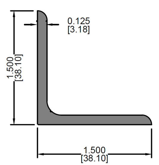 Angulo de 1.5" x 1.5" x 0.125"