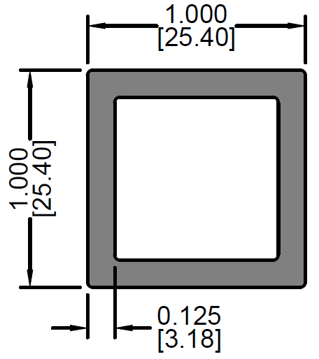 1" X 1" X 1/8" Square Tube