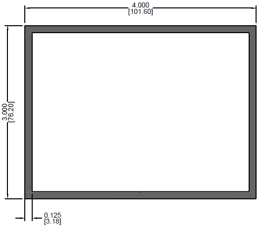 Tubo Rectangular de 3" x 4" x 0.125"