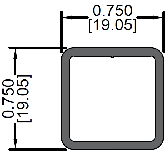 Tubo Cuadrado de 0.75" x 0.75" x 0.062"