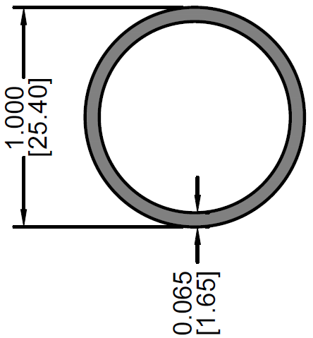 Tubo Redondo de 1" X 0.065"