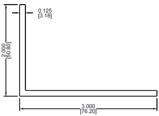 Angulo de 2" x 3" x 0.125"