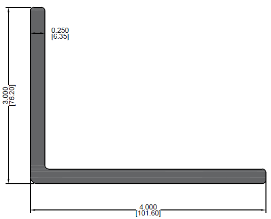 3" x 4" x 0.250" Angle