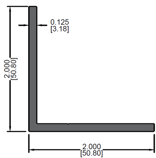 Angulo de 2" x 2" x 0.125"