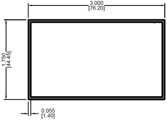 Tubo Rectangular de 3" X 1 3/4"