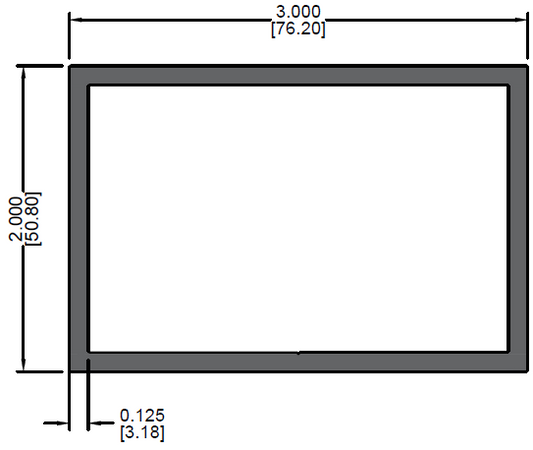 Tubo Rectangular de 3" x 2" x 0.125"