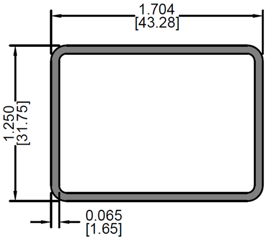 Tubo Rectangular de 1.25" x 1.70" x 0.065"