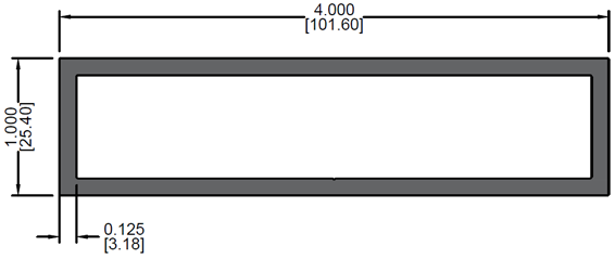 1" x 4" x 0.125" Rectangular Tube