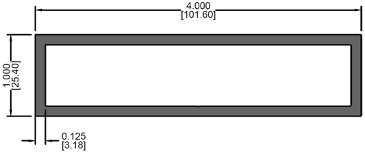 Tubo Rectangular de 1" x 4" x 0.125"
