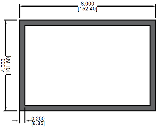 Tubo Rectangular de 4" x 6" x 0.250"