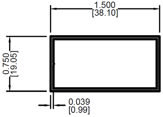 Tubo Rectangular de 1 1/2" X 3/4"