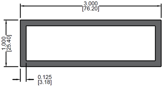 Tubo Rectangular de 1" x 3" x 0.125"
