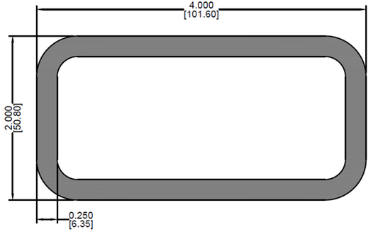 Tubo Rectangular de 2.0" X 4.0" X 0.25"