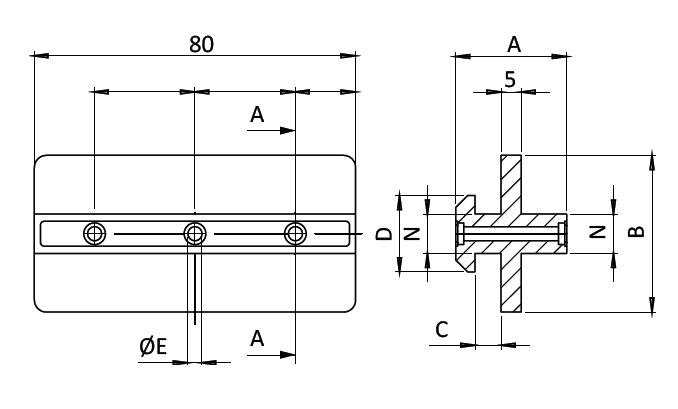 Conector deslizante POM/ranura