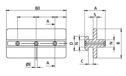 Conector deslizante POM/ranura