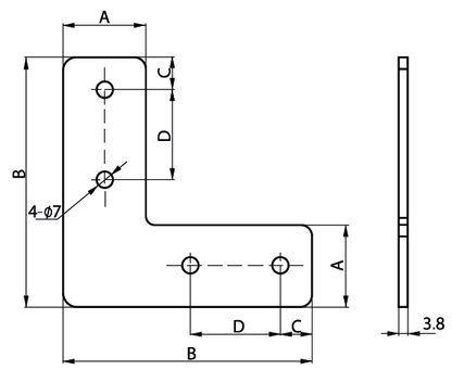 Conector de esquina en forma de L