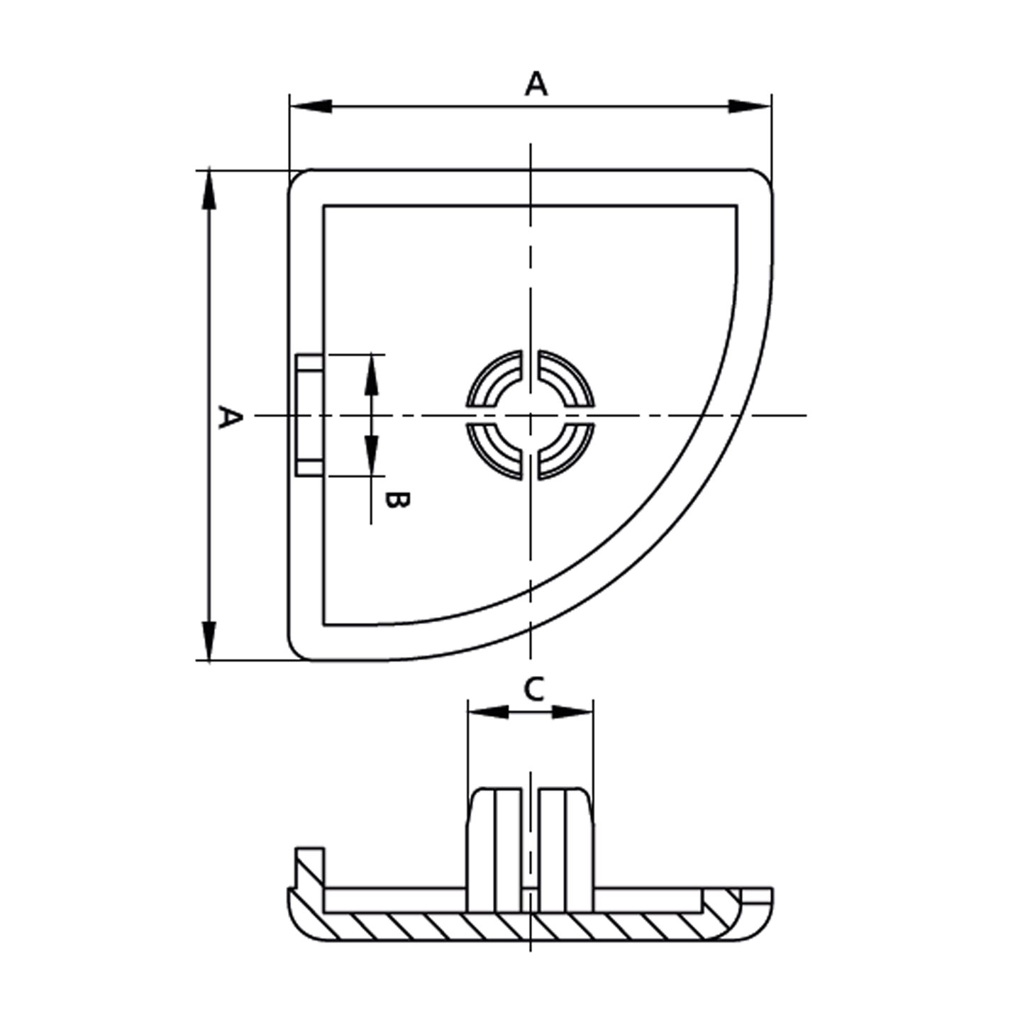 End cap for 45X45 profile