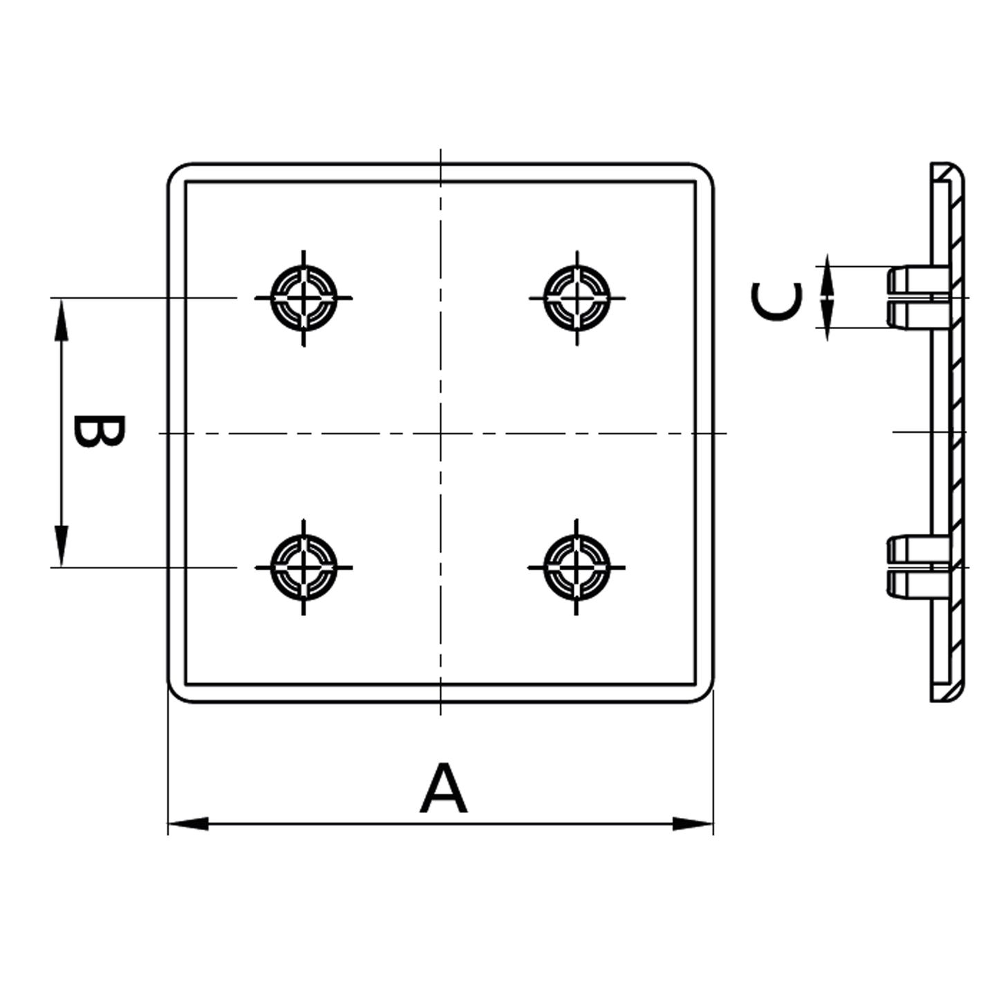 End cap for 80X80 profile