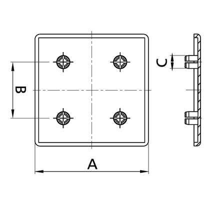 End cap for 80X80 profile