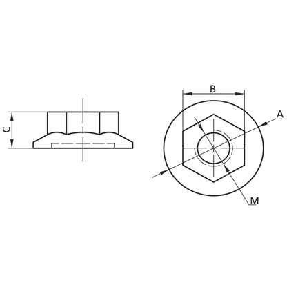 Tuerca hexagonal dentada